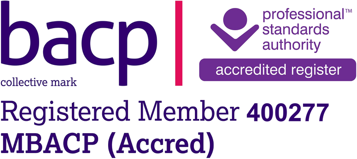 BACP accredited register. Registered Member 400277, MBACP (Accred)